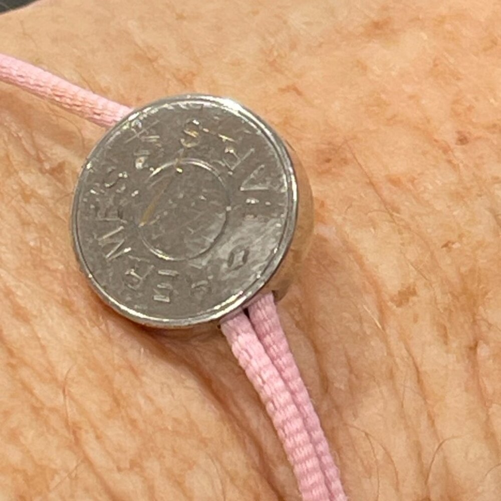 Hermes Pink Cotton Cord Adjustable Bracelet with 2 Studs (131206) - Picture 3 of 3